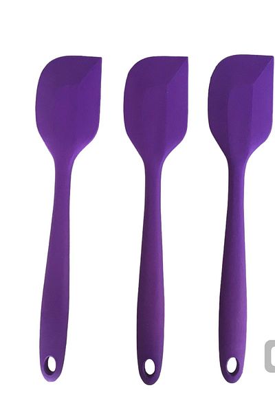 PİNK ROSE Bybirgül Fireproof Non-Stick Silicone Flat Spatula, Dough Scraper Set of 3 Purple