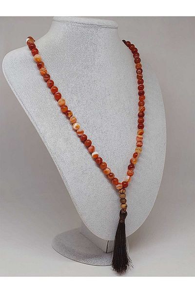 Yasamtohumu 108' Tibet Style Carnelian Agate Jewelled Mala Necklace - Handmade (51396)
