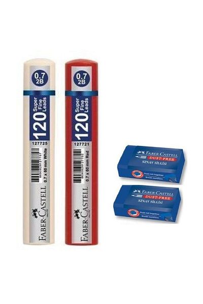 Faber Castell 0.7 120 Tip 2 Pieces and 2 Exam Erasers