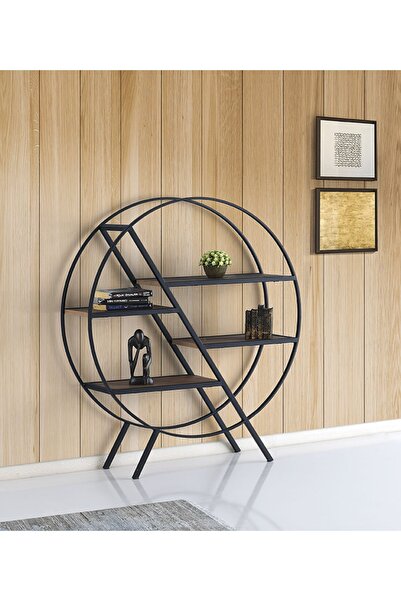 Levent Mobilya Aksesuar YUVARLAK METAL KİTAPLIK-SAKSILIK SİYAH