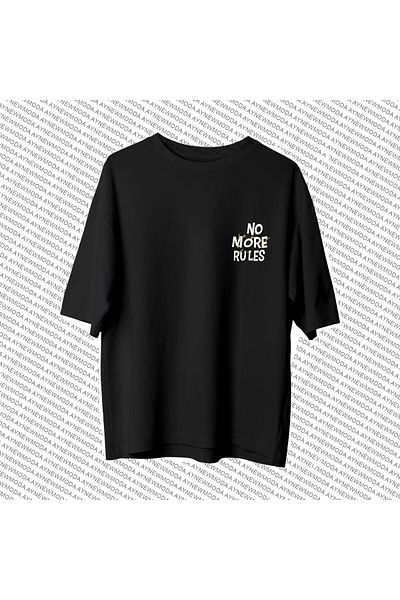 aynewmoda No More Rules Printed Crew Neck Oversize T-Shirt