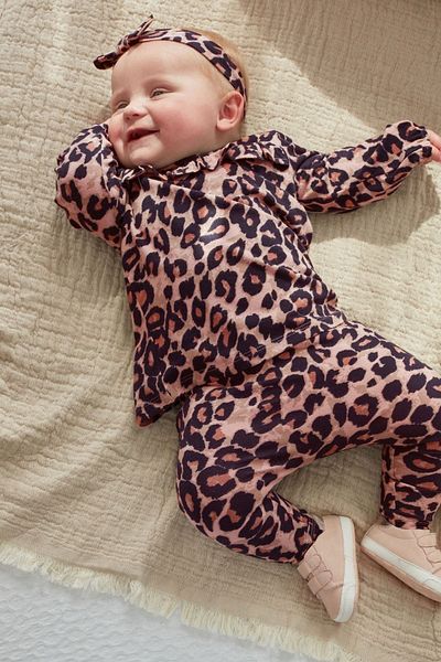 Next Baby Cotton Leopard Animal Patterned 4-Piece Top and Bottom Set
