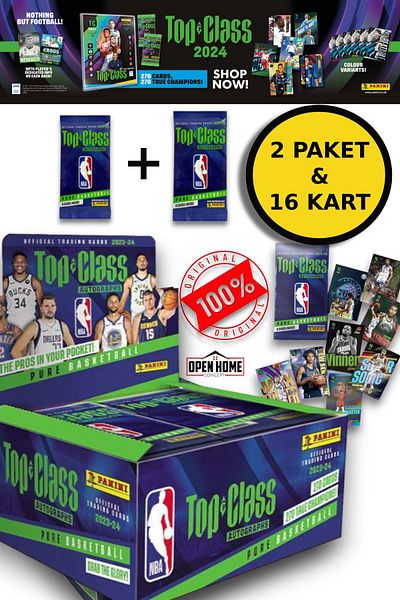 TOYFEST Panini NBA Top Class 2024 - 16 Collectible Basketball Player Cards + 2 Packs
