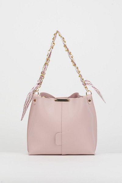 vagues Soft Leather Women's Bag - With Scarf, Chain Accessory, 3 Compartments, For Hand, Arm and Shoulder