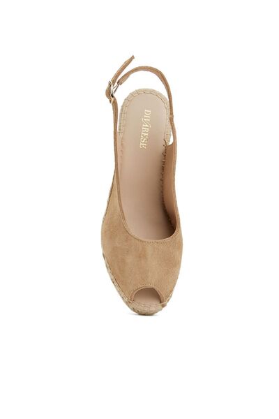 Dıvarese Vizon Renk, %100 Deri, Yuvarlak Burun, Kauçuk Tabanlı Espadril