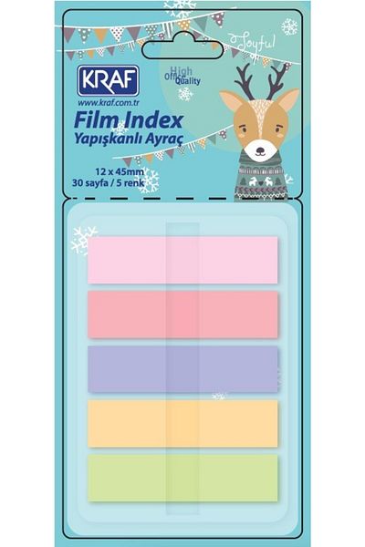 KRAF 10 Color Transparent Pop-Up Film Index - Adhesive, 30 Sheets, 12x45mm