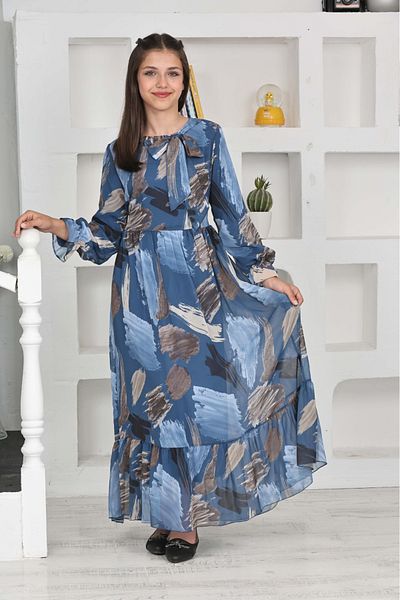 Asortik Kids Κοριτσίστικο φόρεμα Hijab από ύφασμα σιφόν με βαμβακερή επένδυση