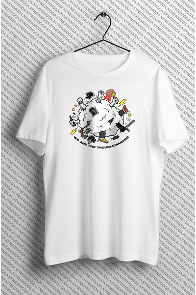 aynewmoda We Are Troublemaker Printed Crew Neck Oversize T-Shirt