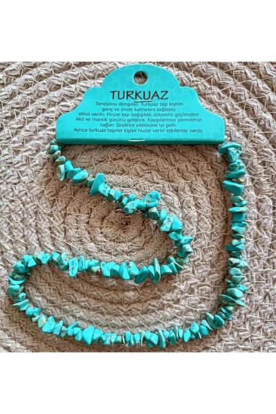 grs oyuncak Turquoise Stone Natural Stone Cracked Stone Necklace