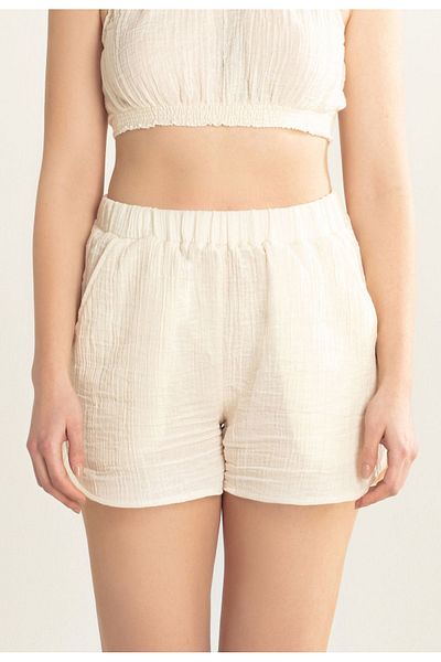 ARİNNASİDE Muslin Women's Summer Natural Bottom Shorts