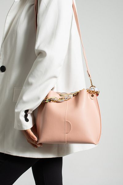vagues Soft Leather Women's Bag - With Scarf, Chain Accessory, 3 Compartments, For Hand, Arm and Shoulder