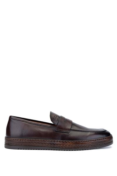 Tamer Tanca Men's Genuine Leather Brown Loafer Shoes