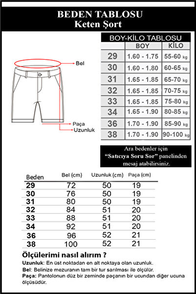 Terapi Men Erkek Mavi Slim Fit Keten Şort