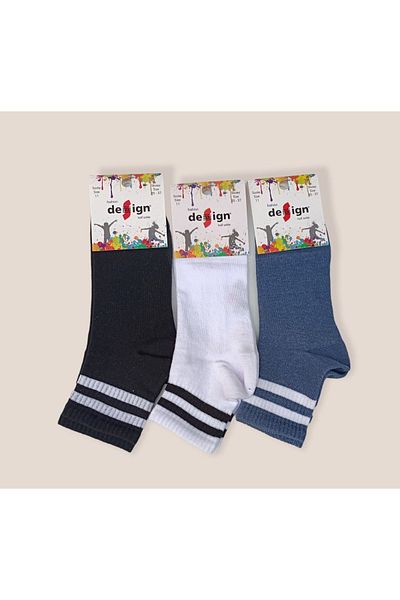 DESİGNS SOCKS Дизайнерски унисекс детски чорапи с асорти райета, 3 части