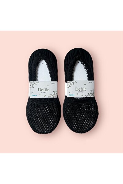 Defile SOCKS جوارب راقصة الباليه منقوشة شبكية سوداء نسائية 2 قطعة