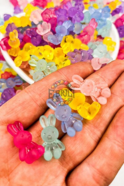 Ebruli Boncuk Mistik Tavşan Renkli Karışık Şeffaf Boncuk Takı Yapımı Bead (25...