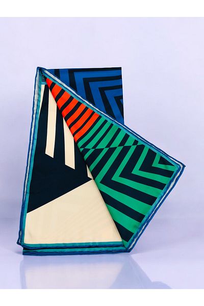 Akel Colorful Striped Alpha Twill Scarf - 95 x 95