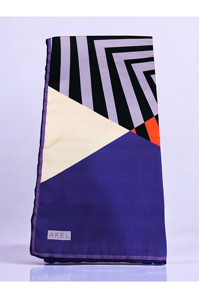 Akel Πολύχρωμο ριγέ κασκόλ Alpha Twill - 95 x 95