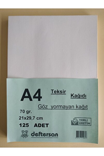 DEFTERSAN A4 Teksir Kağıdı 125 'li 70 gr