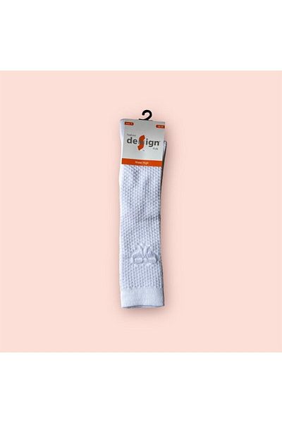 Design Socks Чорапи до коляното с релефни шарки за момичета в бяло