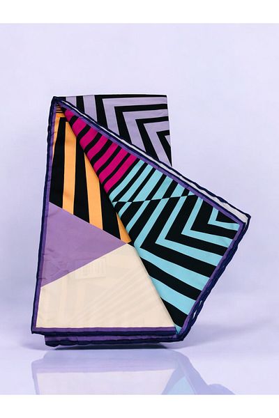 Akel Πολύχρωμο ριγέ κασκόλ Alpha Twill - 95 x 95