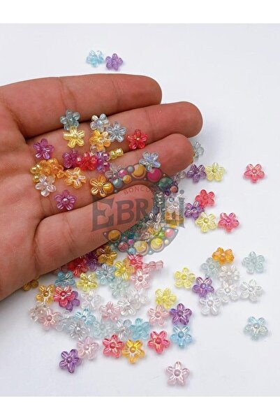 Ebruli Boncuk Küçük Papatya Plastik Boncuk Akrilik Takı Yapımı Aksesuar 25 gr...