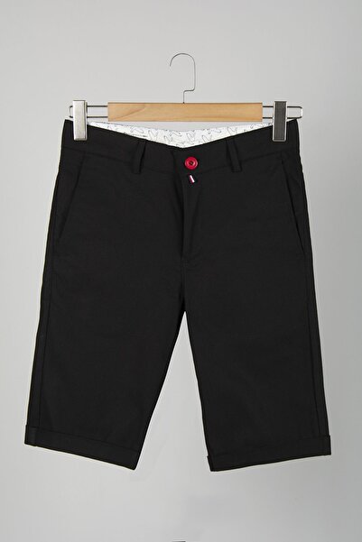 Terapi Men Ανδρικό μαύρο λινό σορτς σε στενή γραμμή