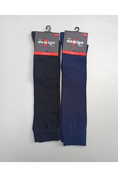 Design Socks Unisex Black Desing Απλό Κάλτσες Γόνατου 2 Συσκευασία