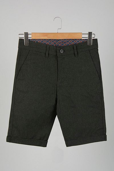 VEAVEN Pánské plátěné khaki slim šortky Vavn9y-2200196-4