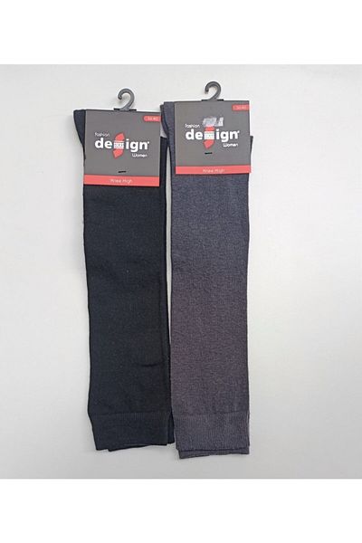 Design Socks Unisex Μαύρες 2 τεμαχίων Desing απλές κάλτσες μέχρι το γόνατο