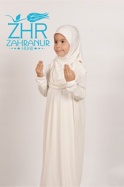 ZAHRANUR HİJAB Παιδικό Φόρεμα Προσευχής (6-8 ΕΤΩΝ) Λευκό Χρώμα