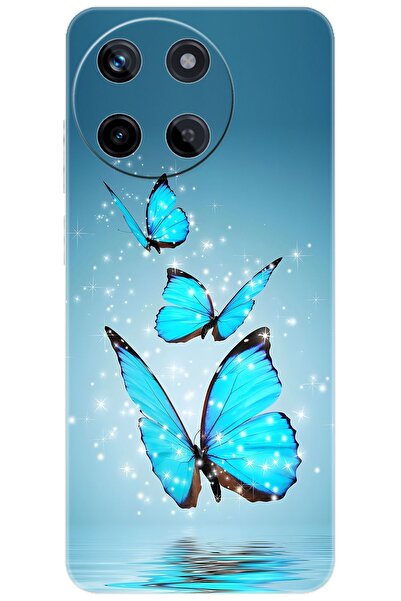 realme 11 (RMX3636) Uyumlu Kılıf Desen Baskılı Silikon Mavi Kelebek STK:710 C...