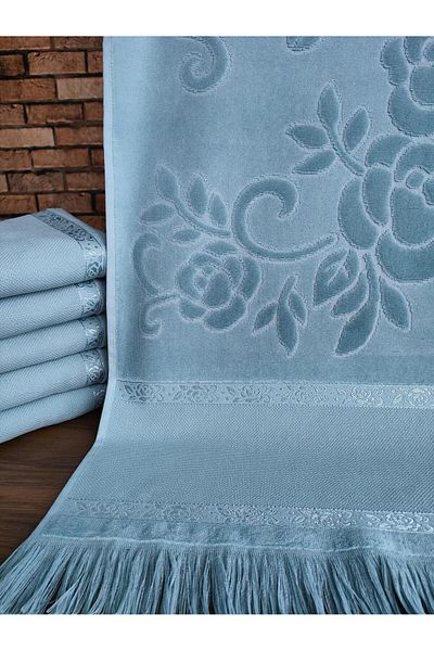 sarra Petrol Blue 50x90cm Sarra Πετσέτα Ματσαμίνης 6 τεμαχίων με κρόσσια