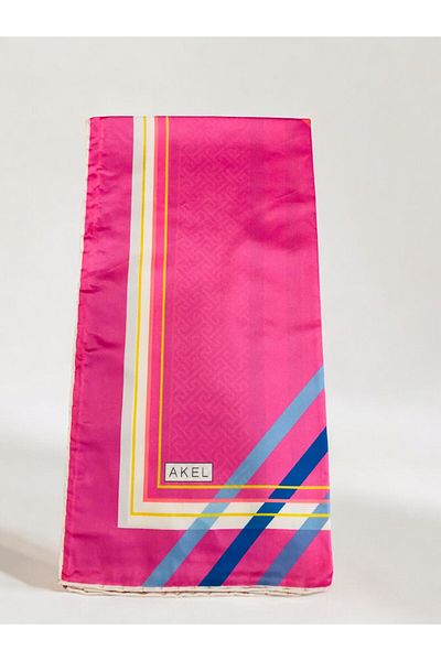 Akel Φουλάρι Alpha Twill με ριγέ ζιγκ-ζαγκ μοτίβο 95x95 cm