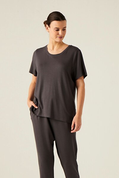 YAKAMEL Set de pijamale din bumbac, cu mânecă scurtă, pentru femei, FUME