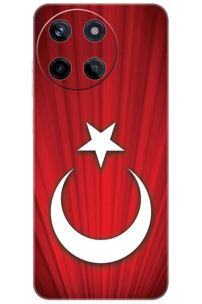 realme 11 RMX3636 Uyumlu Kılıf Desen Baskılı Silikon Türk Bayrağı Tasarım STK...