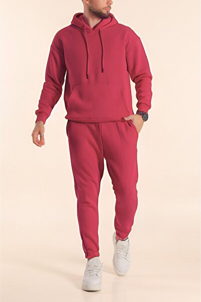 YAKAMEL Ανδρικό σετ φόρμας με κουκούλα, βαμβακερό ριγέ με 3 κλωστές, ψηλόμεσο...