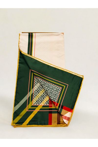 Akel 95x95 cm Striped Zigzag Patterned Alpha Twill Scarf