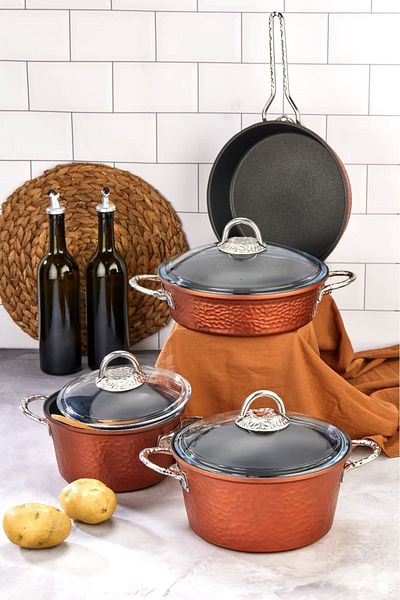 Cooker Stainless Steel 7-Piece Cookware Set with Forged Pattern