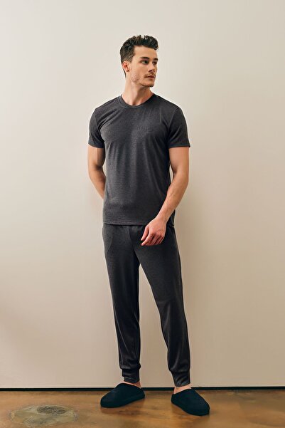 YAKAMEL Muški okrugla kragna set pidžama kratkih rukava - Lepog pada širokog ...