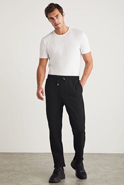 YAKAMEL Men's Double Leg Ankle-Length Woven Fabric Waist Rubbered Jogger Pants