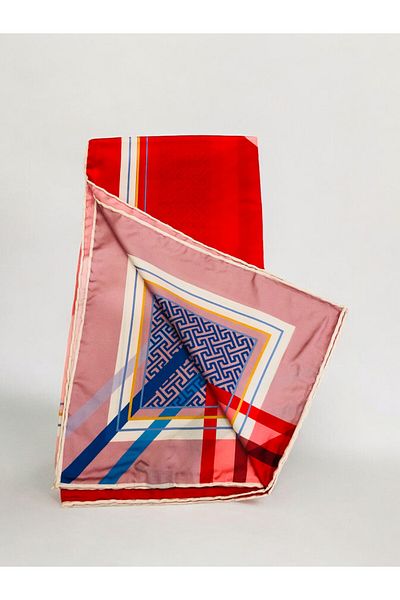 Akel 95x95 cm Eșarfă Alfa Twill cu dungi în zig-zag