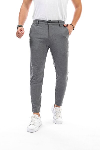 YAKAMEL Men's Gray Color Slim Cut Quality Flexible Lycra Ankle Length Fabric ...