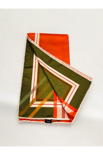 Akel Φουλάρι Alpha Twill με ριγέ ζιγκ-ζαγκ μοτίβο 95x95 cm