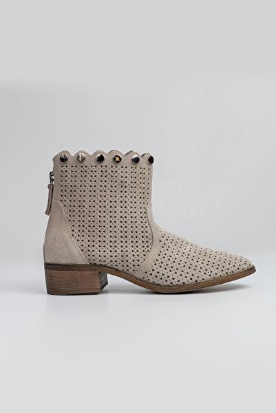 Milaura KADIN AÇIK BEJ HAKİKİ DERİ YAZLIK BOT 20344