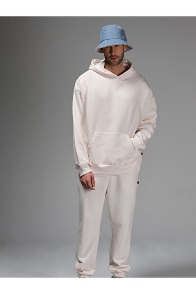 YAKAMEL Set de trening alb cu glugă pentru bărbați, cu picior elastic și 3 fi...