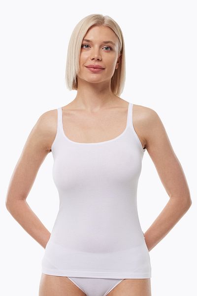 Malabadi White Modal Tank Top - Thin Strap and Open Back, Women's 1034