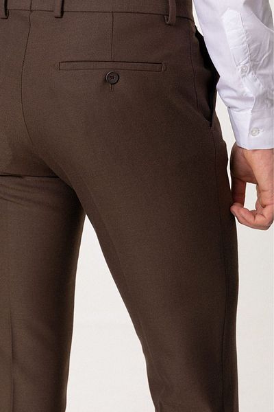 YAKAMEL Men's Italian Fit Flexible Lycra Brown Ankle Length Pants