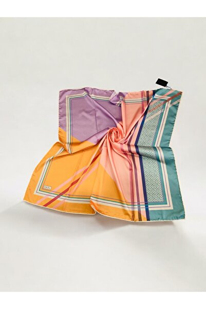 Akel 95x95 cm Striped Zigzag Patterned Alpha Twill Scarf