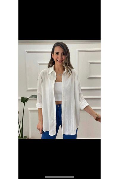KÜFE AVM Cămașă oversize pentru damă - Crinkle
